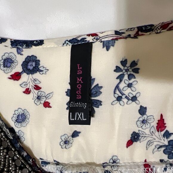 La Moda Tropical Cover Up Caftan Garden Midi Dress Embellishments L / XL - Picture 3 of 16